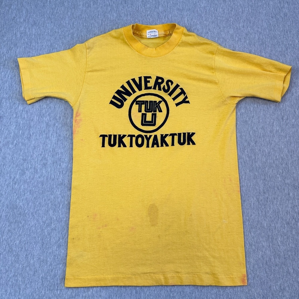 Vintage Tuk U Tuktoyaktuk Canadian University Shirt - Sz M - Dyed Rare Look